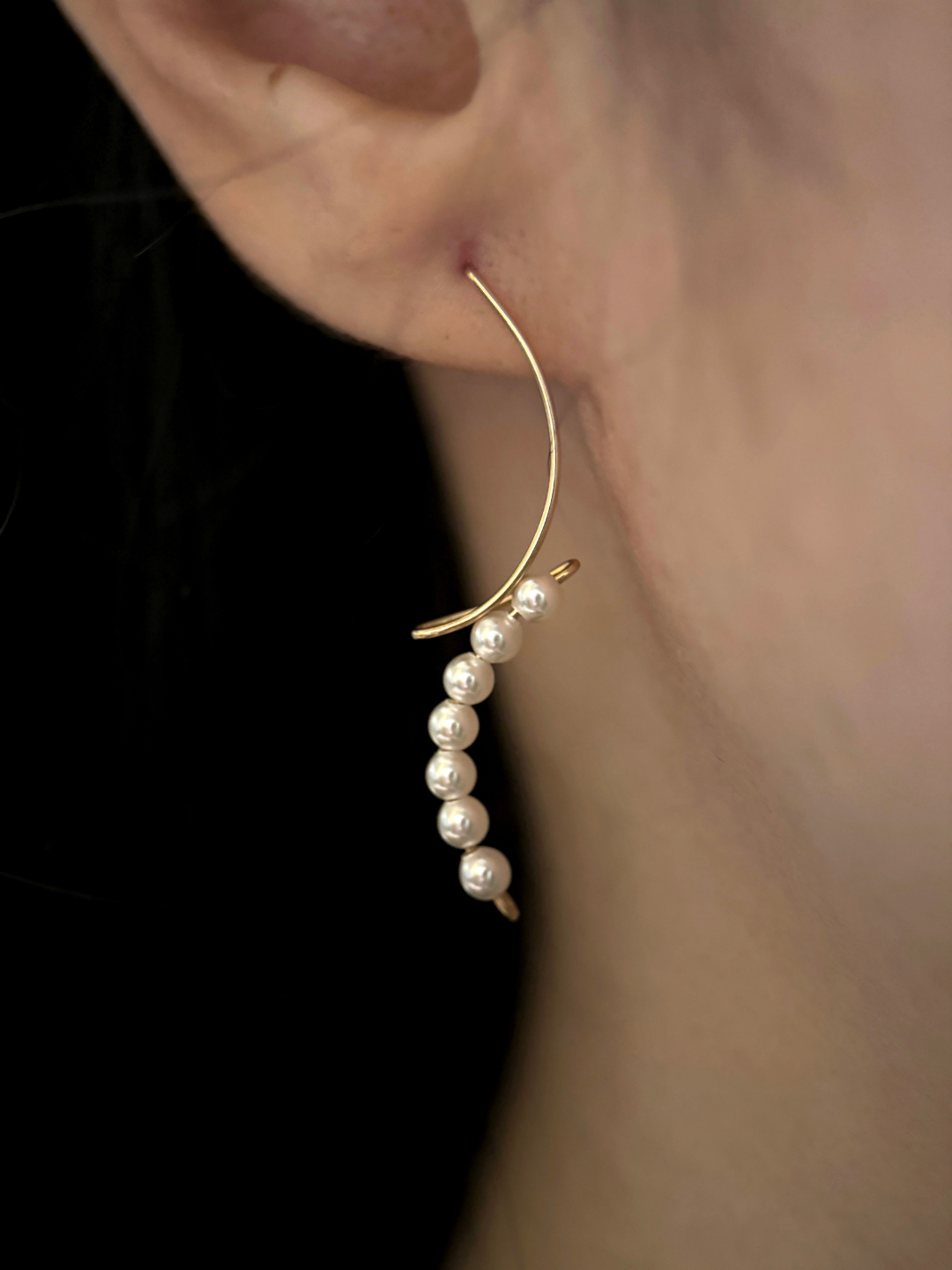 弧線相遇珍珠耳環