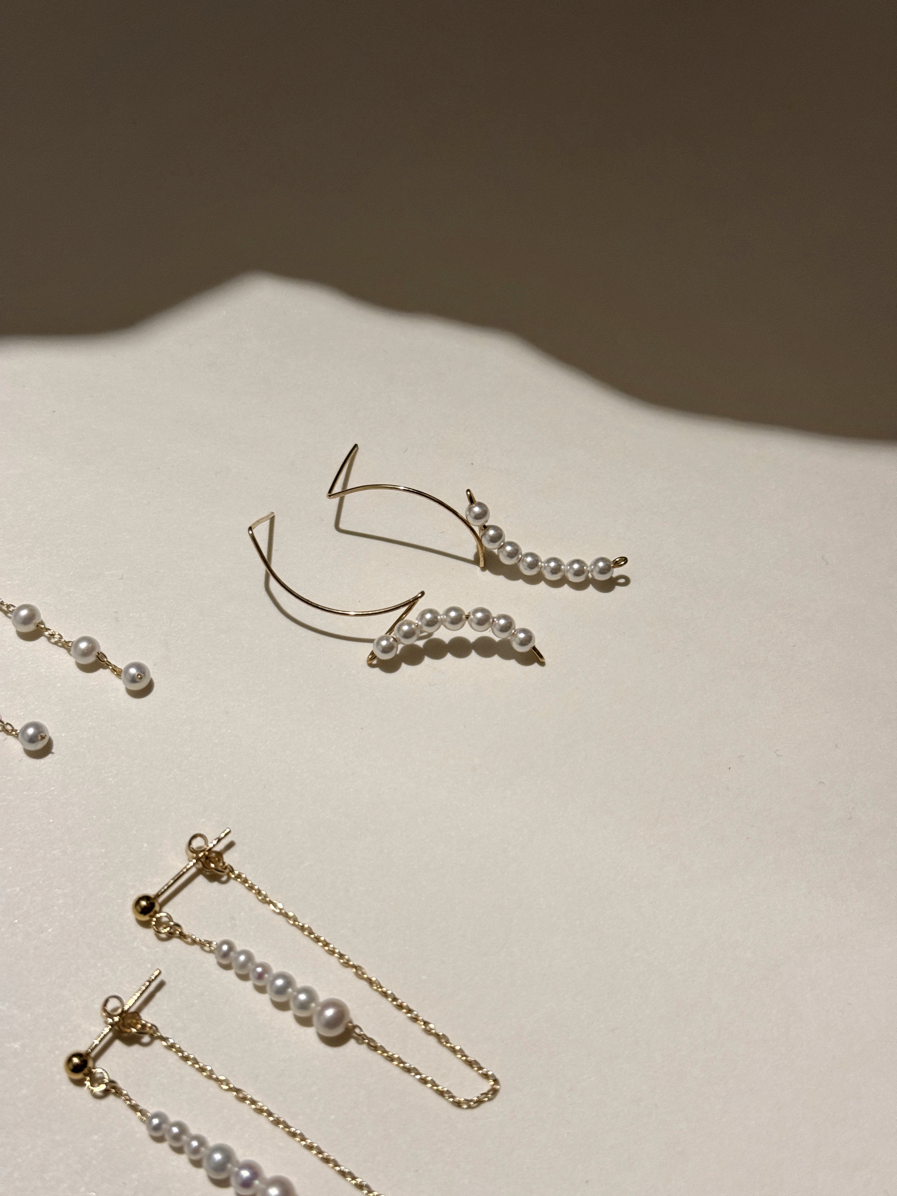 弧線相遇珍珠耳環