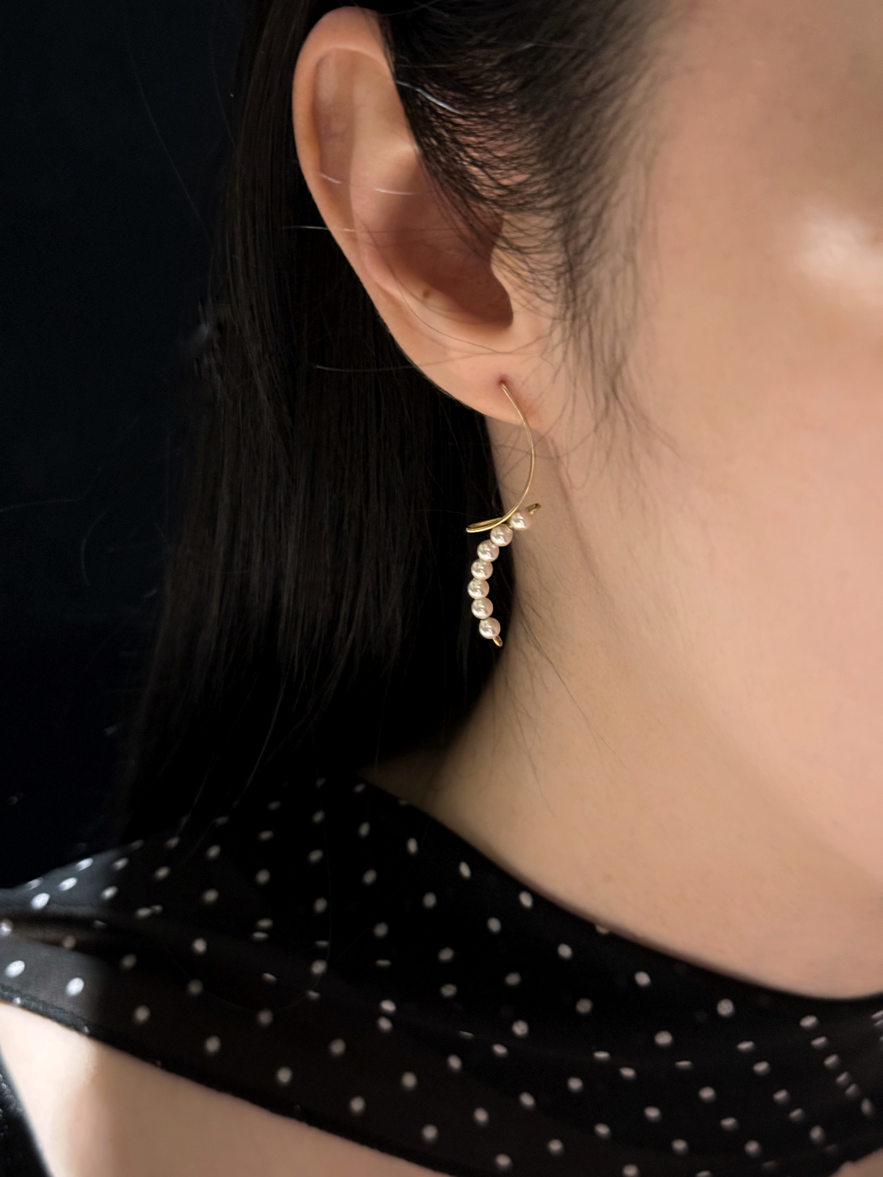 弧線相遇珍珠耳環