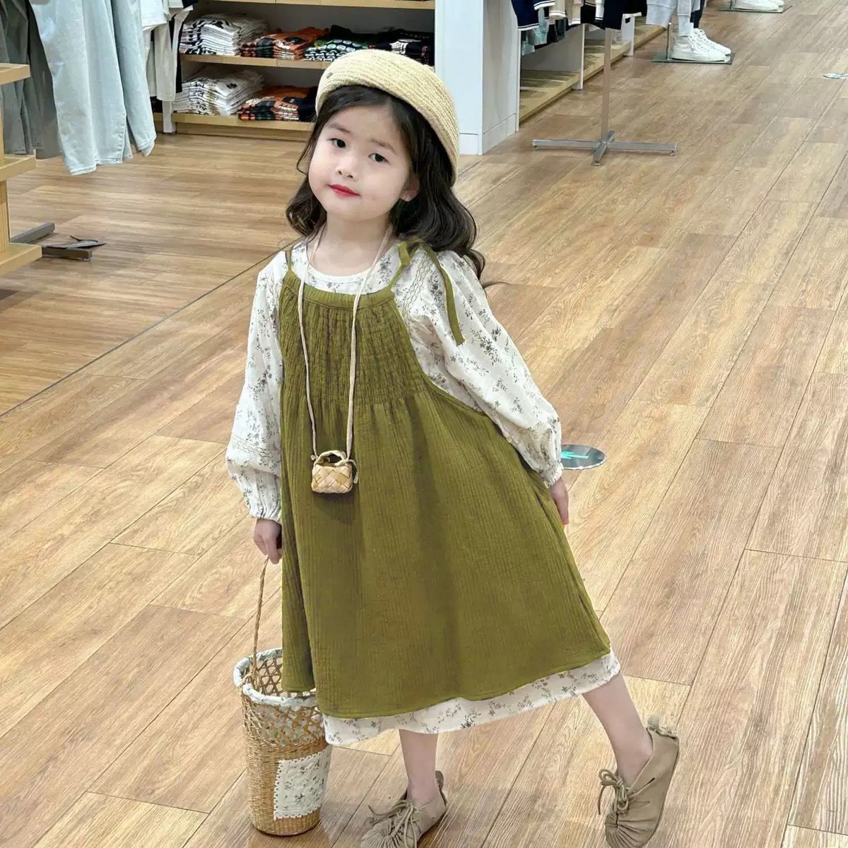 韓系碎花兩件式背心裙