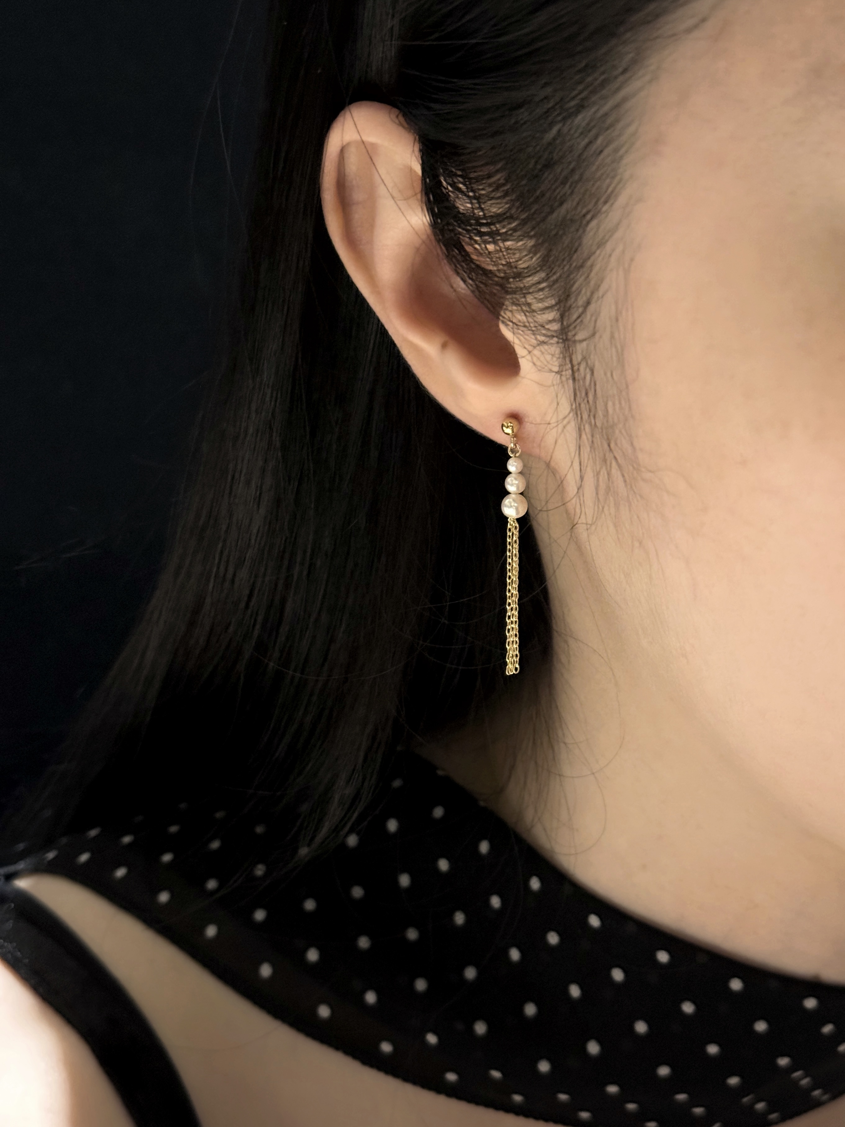 疊疊珍珠小流蘇耳環