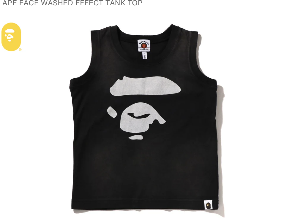 【BAPE童裝】0207 發售 APE FACE WASHED EFFECT TANK TOP