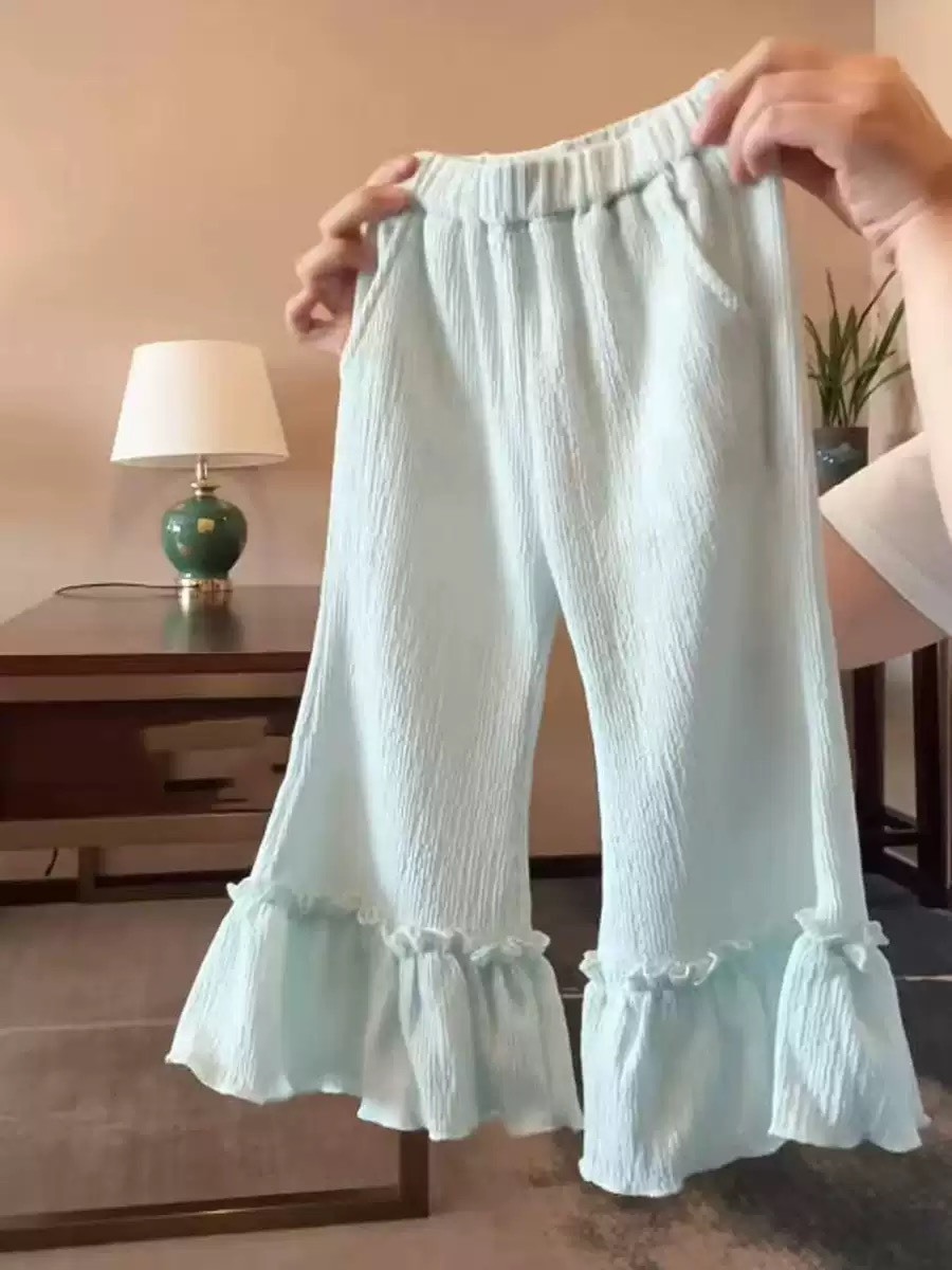 淺綠花邊喇叭褲