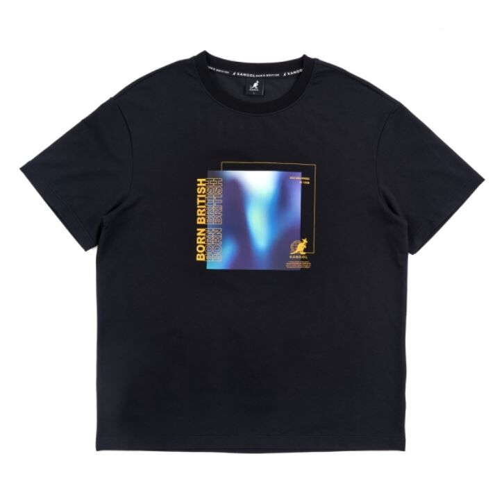 【下殺↘ $499】KANGOL 短袖 短T 黑 極光印花 休閒 上衣 男 6325103320