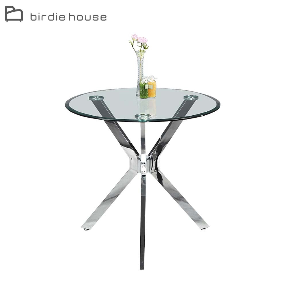 柏蒂家居-馬丁2.7尺玻璃洽談桌/休閒桌/圓桌