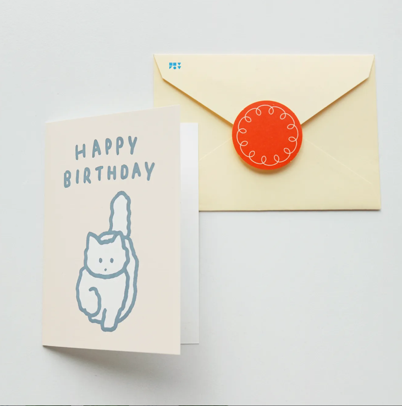 zero per zero | 生日卡片 白貓