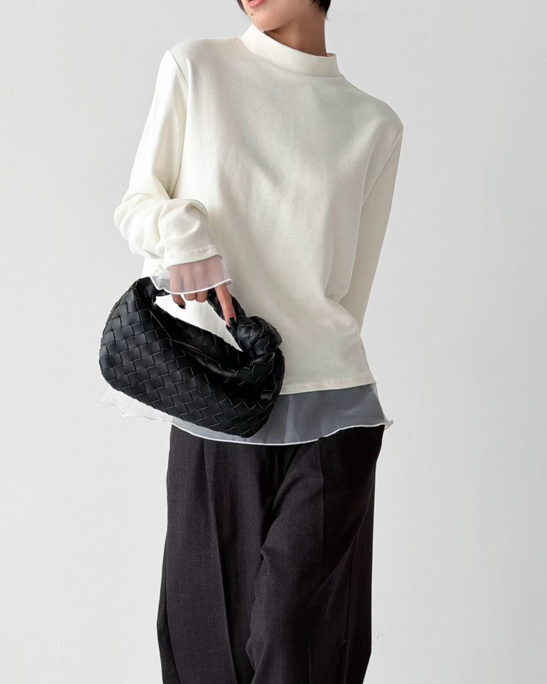 Marie-Marie  純棉微透層次感小立領 Tee