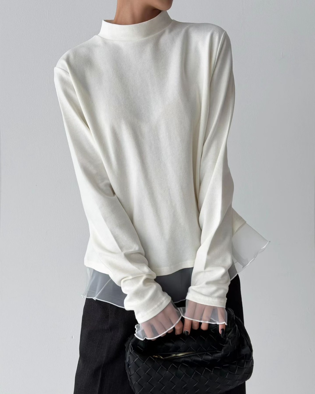 Marie-Marie  純棉微透層次感小立領 Tee