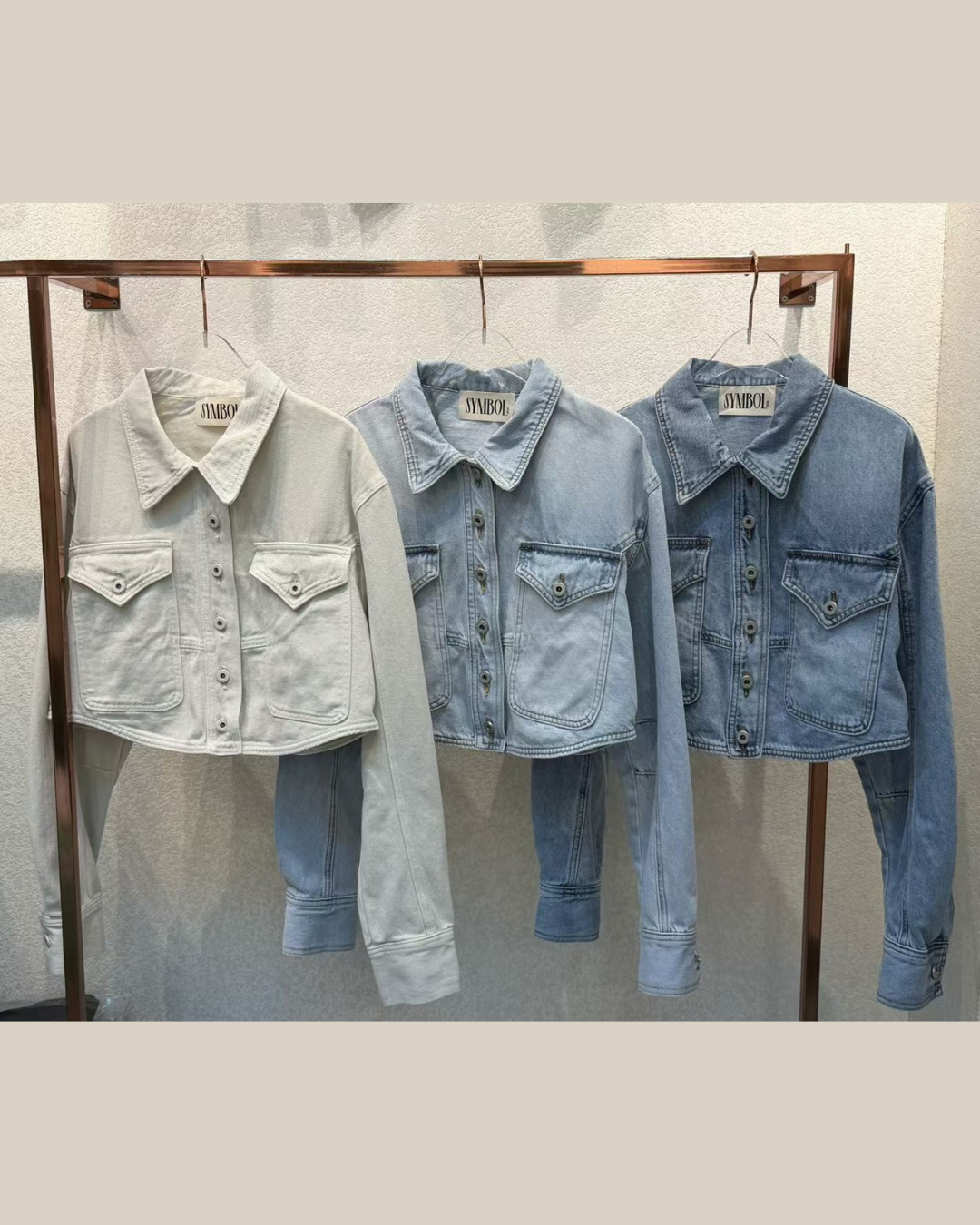 SYMBOL 韓系水洗翻領短版牛仔夾克