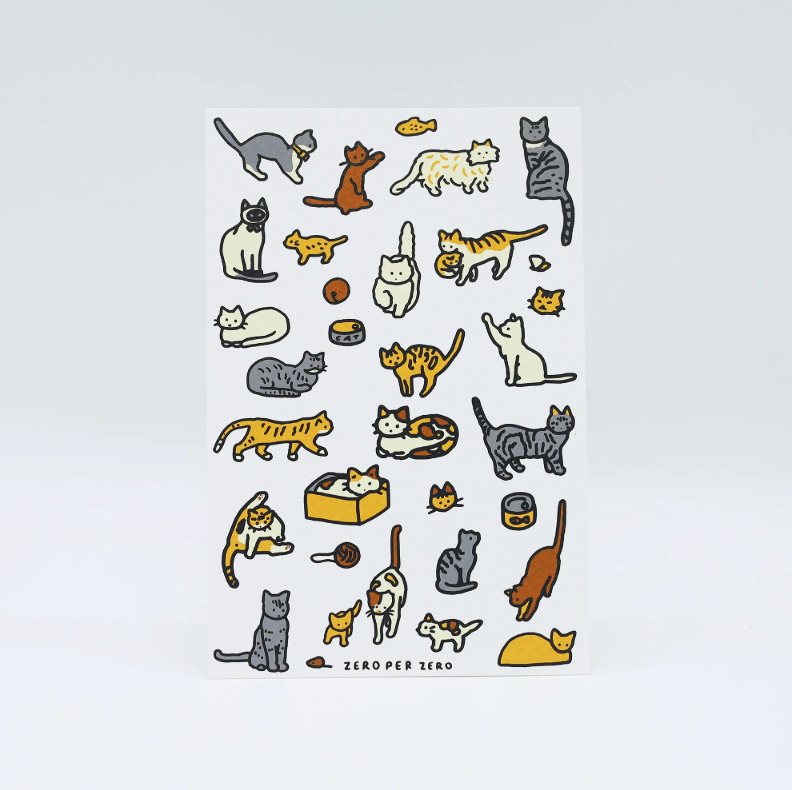 ZERO PER ZERO | 絹印明信片-貓咪日常