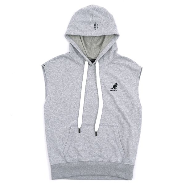 【下殺↘ $599】KANGOL 背心 灰 藍 連帽 抽繩 棉質背心 袋鼠 中性 63251481-