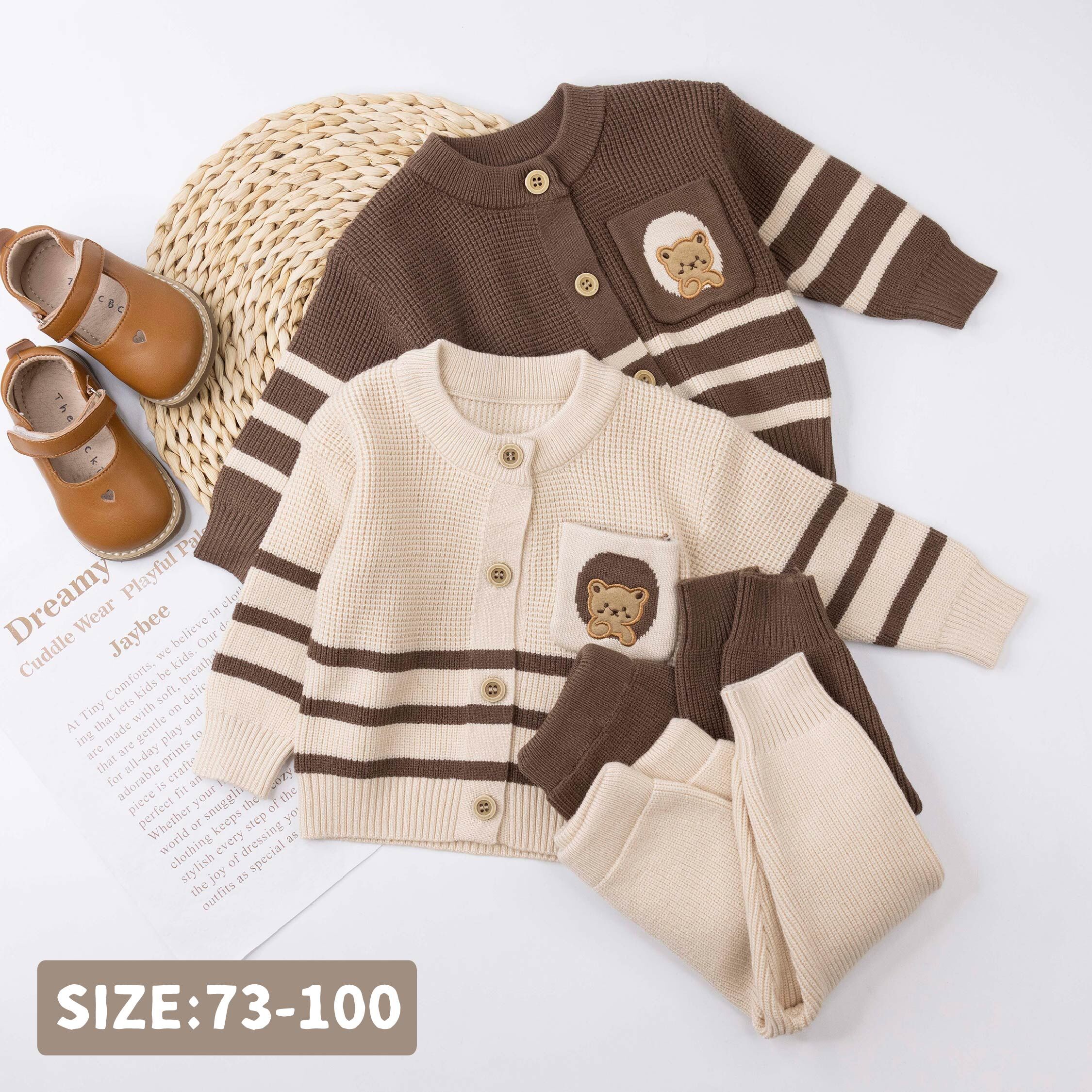 【H56230】可愛餅乾小熊針織套裝＊二色