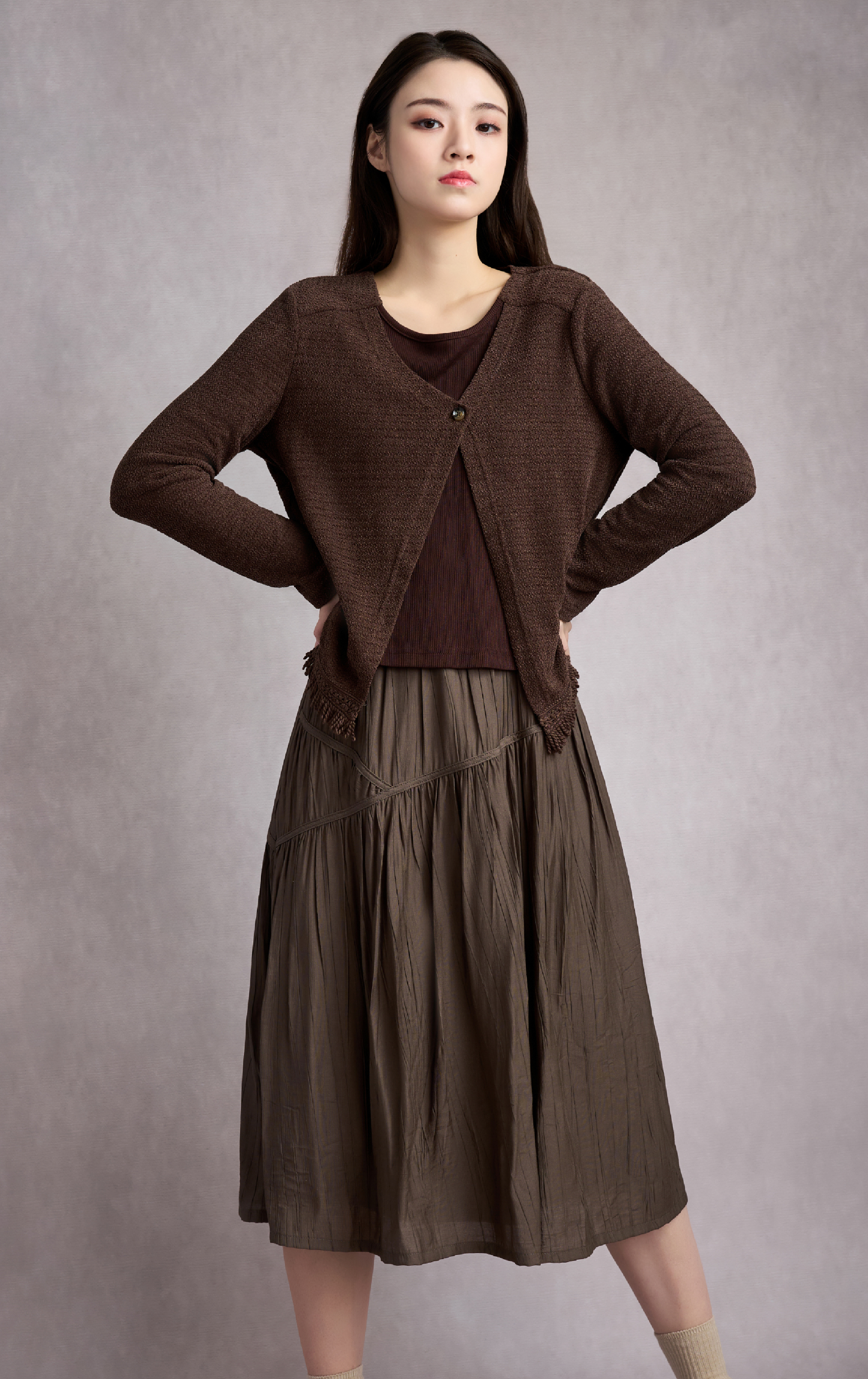 Patchwork Layered Knit Sweater LT0338