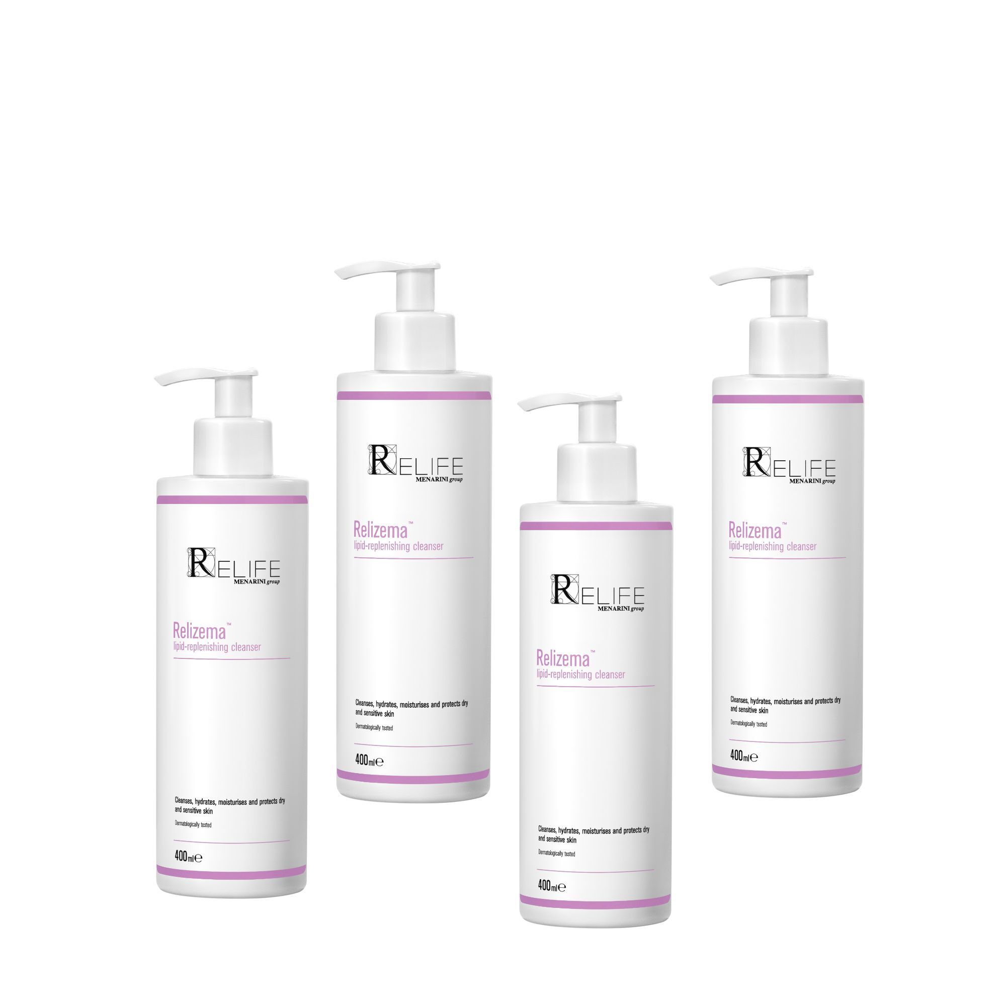 樂敏膚 Relizema 脂養潔膚液 400ml x 4 (專為乾性、敏感性、濕疹肌膚人士而設) [香港原裝行貨]