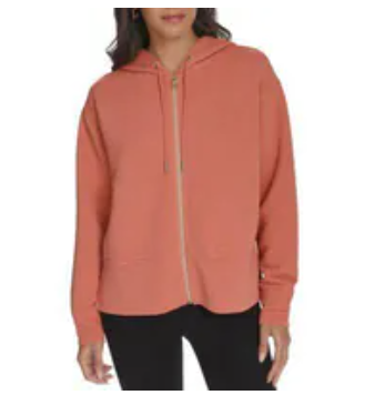 [S] DKNY FADED ROSE OTTOMAN FULL ZIP JACKET, DPMJ9667-FADED ROSE (SD1702)