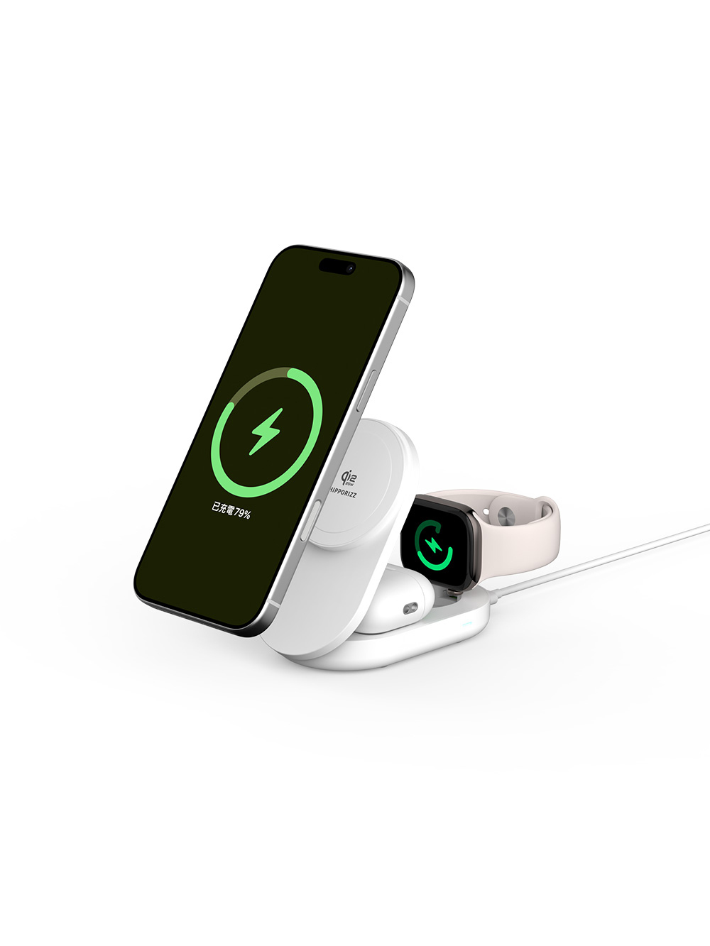 Hipporizz｜Zeno Qi2.2 三合一折疊無線充電座 25W【Hipporizz 官方授權經銷】