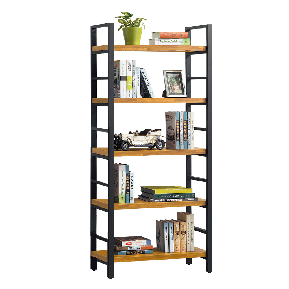 斯克2.7尺工業風開放式五層書櫃/收納櫃/展示櫃