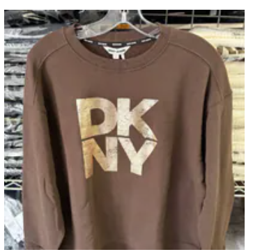 [S] DKNY ESPRESSO/ROSE GOLD DISTRESSED DKNY FOIL LOGO SWEATSHIRT, DJ5T1618-OJH (SD1706)