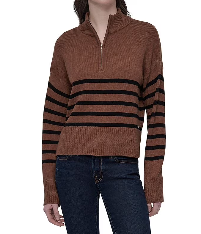 [S] DKNY BROWN QUARTER ZIP, DJ5RO975-BROWN (SD1713)