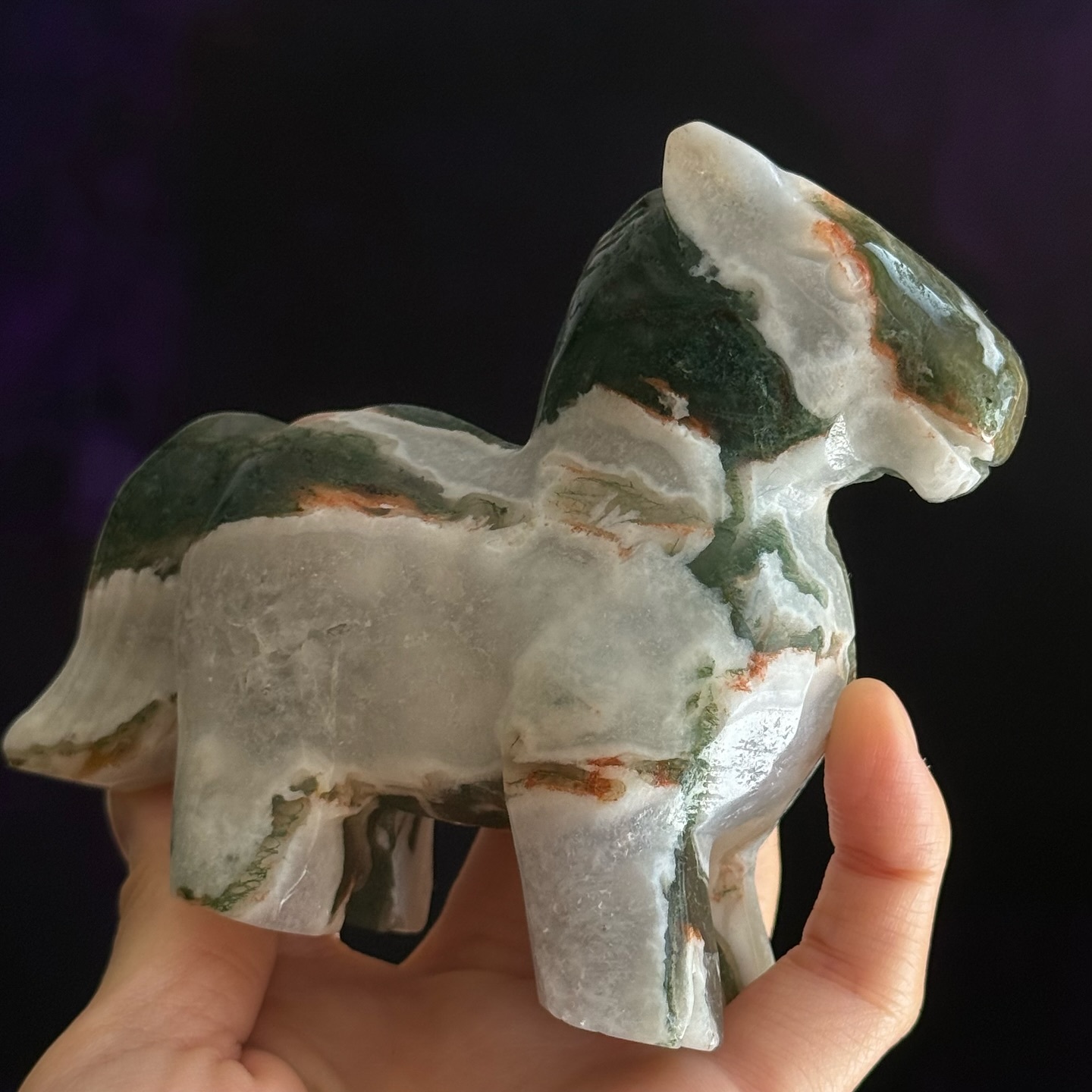 [原石] 水草瑪瑙 馬 水晶擺飾