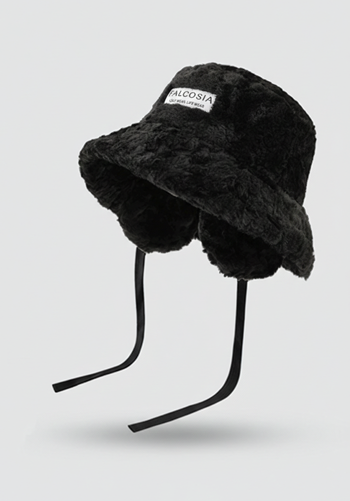 毛絨可拆式護耳帽-午夜黑