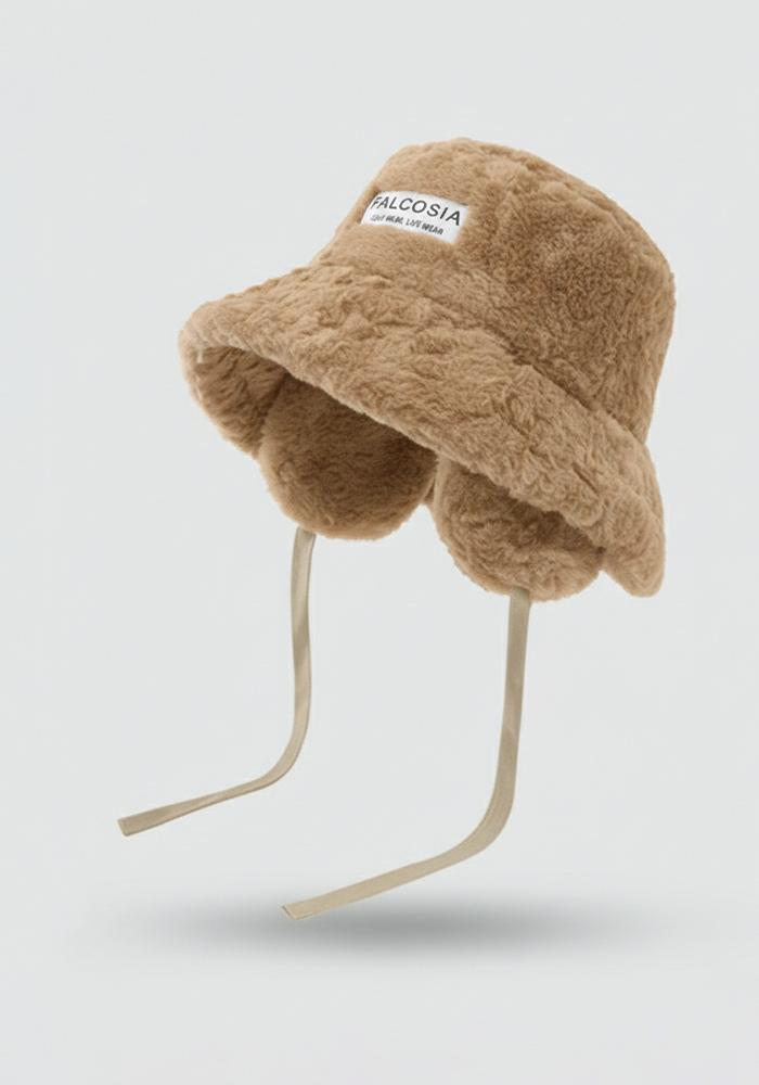 毛絨可拆式護耳帽-焦糖棕