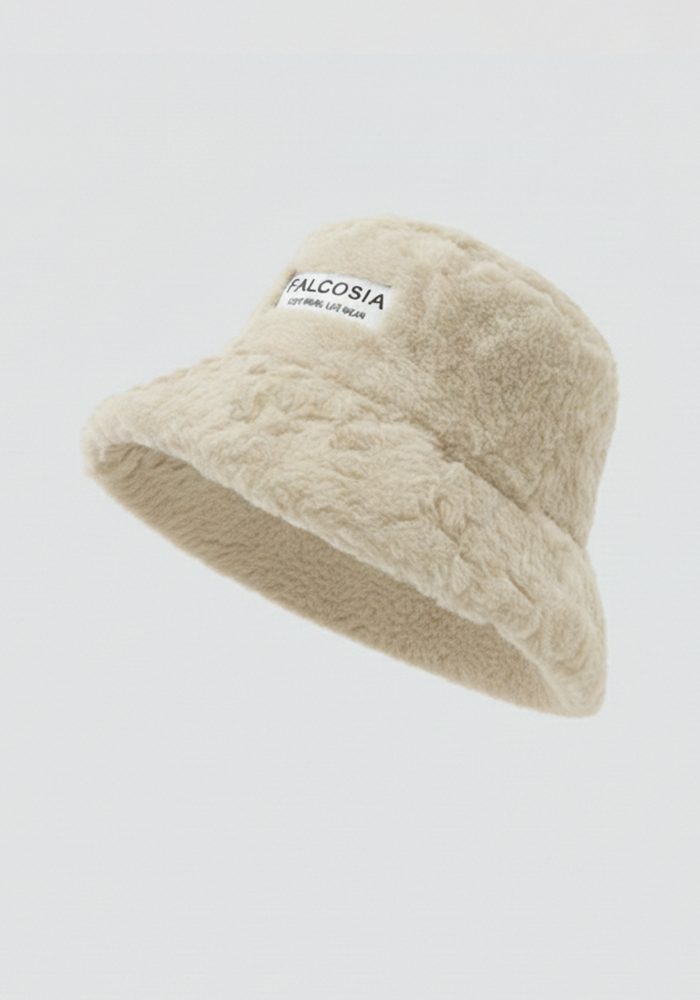 毛絨可拆式護耳帽-奶油米