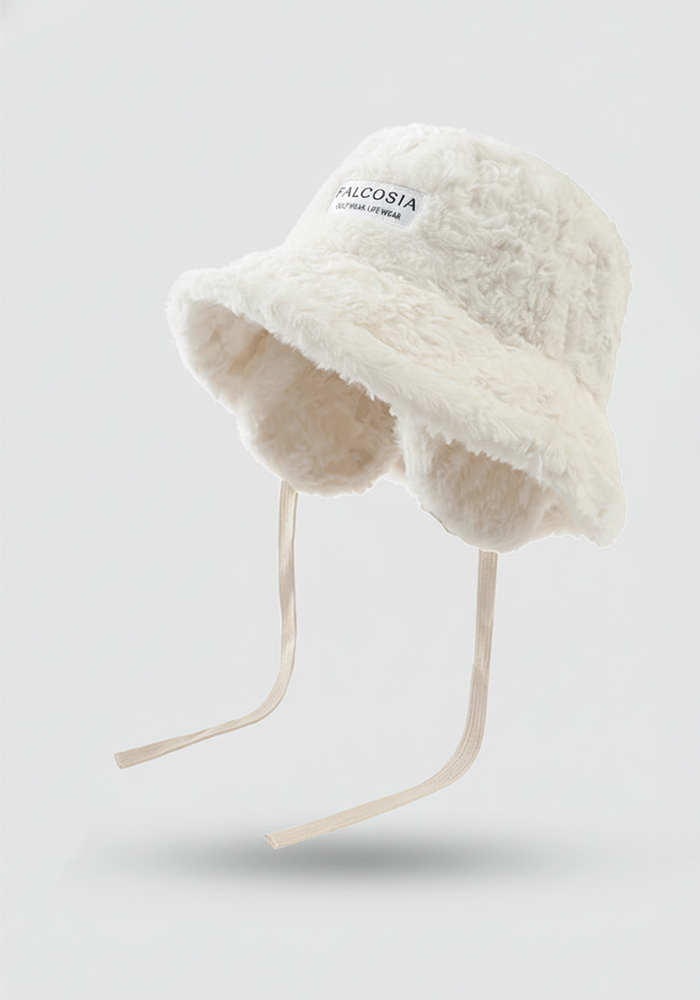 毛絨可拆式護耳帽-雲朵白