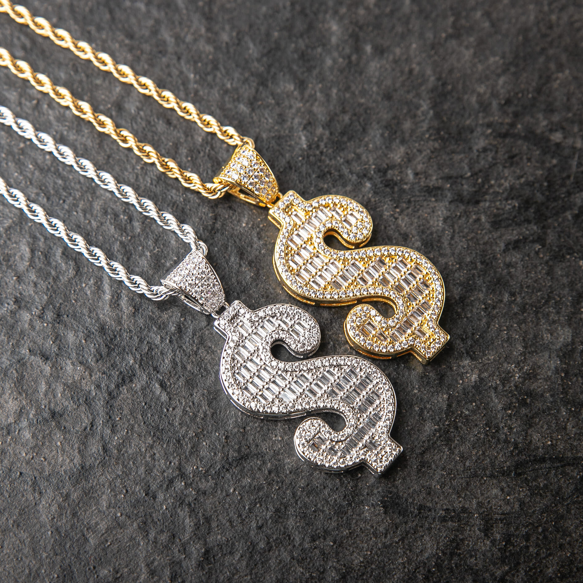 T方混鑲美金符號墜飾