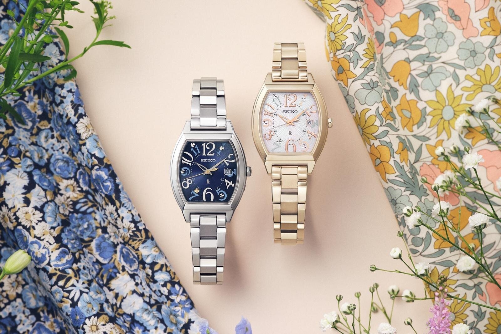 日本製造 精工 SEIKO Titanium Solar Radio LUKIA Watch Happy Collection Navy  (Made With Liberty Fabric Limited Edition) SSQW103 Silver 銀色 / Collection Ivory SSQW104  Gold 金色 (Made With Liberty Fabric Limited Edition) 限量版  太陽能石英 腕錶