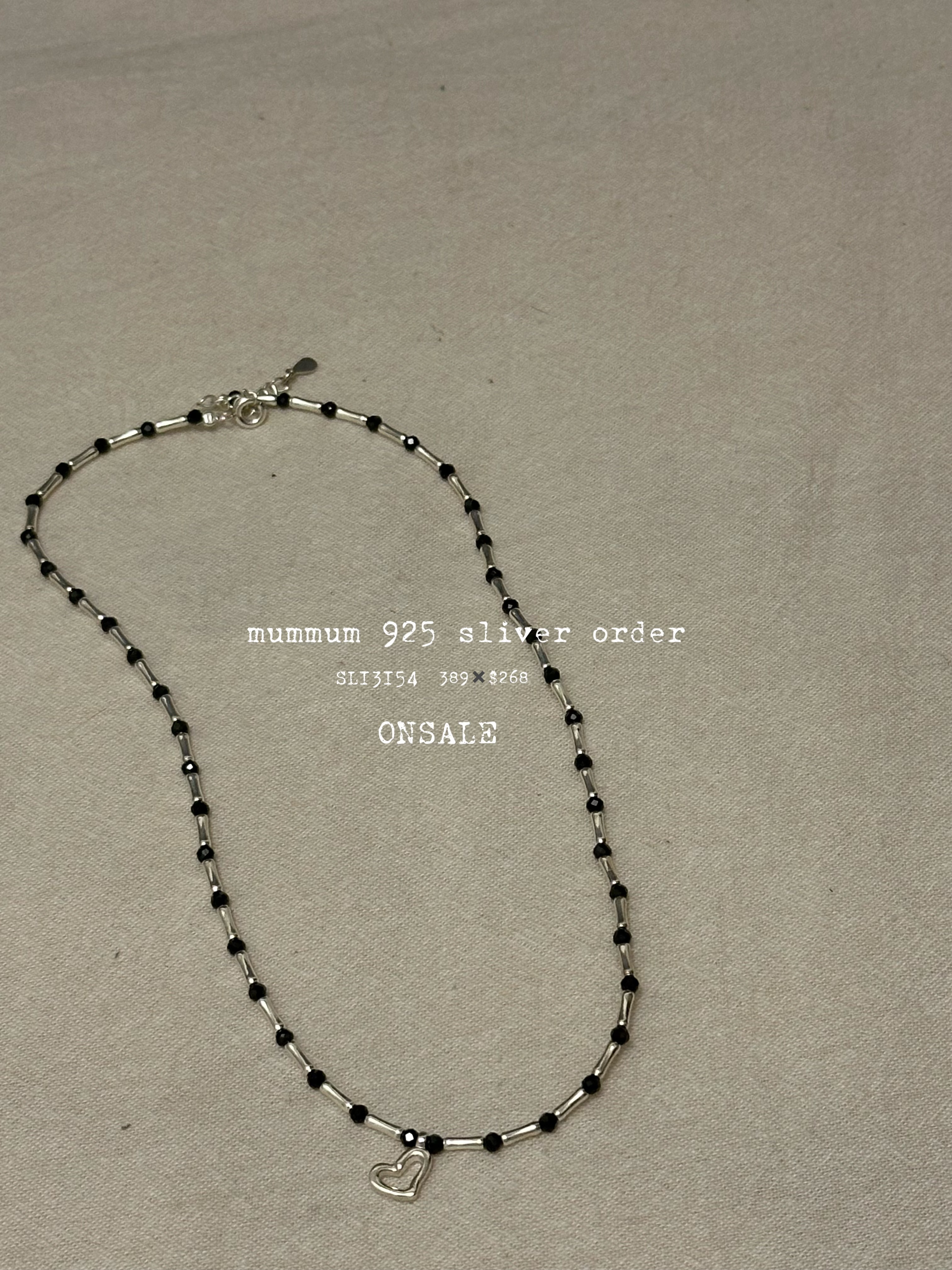 SL13154/減價限定925心心點點黑色頸鏈