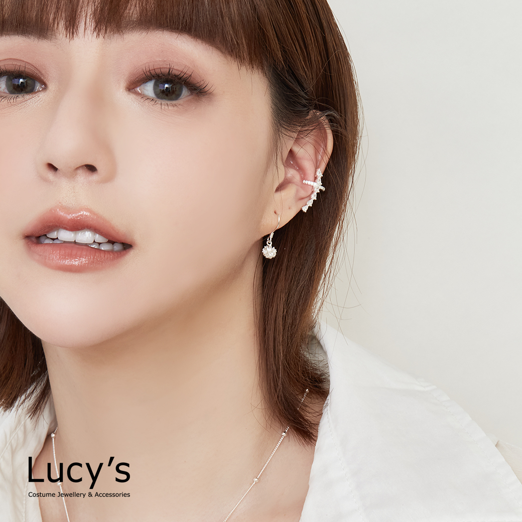 925純銀 冰滴痕跡 耳骨夾 (120434)