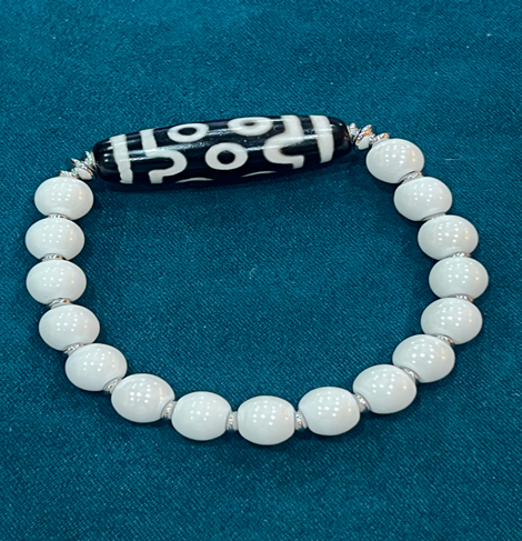 VC021 C21 香灰瓷極致黑白七眼手串