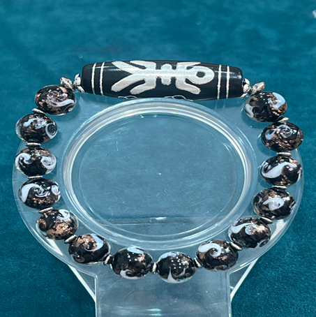 VC023 C23 香灰琉璃純銀財神貴人手串