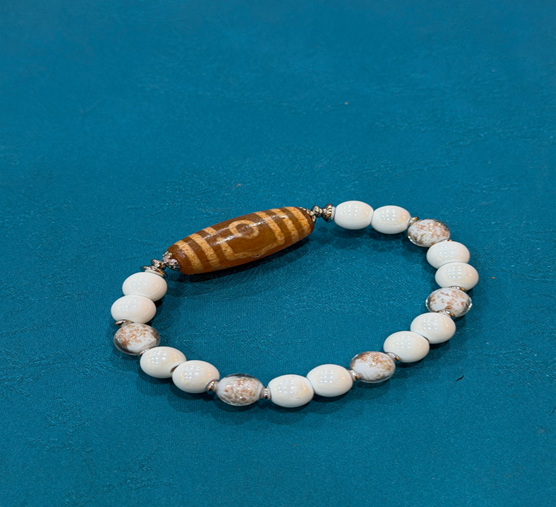 VC047 C47 香灰琉璃寶蓋三眼橘肉手串