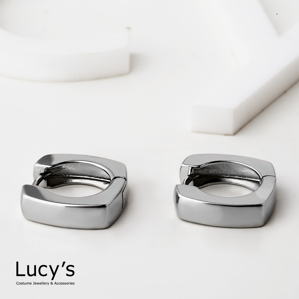 素面粗框 易扣耳環 (二色) (112172/112173)