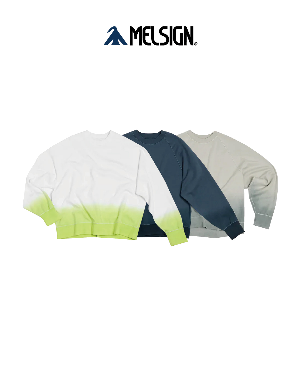 MELSIGN 漸層大學T 衛衣 長袖 白黃/深藍/燕麥 25 A/W Canvas Fade Crewneck