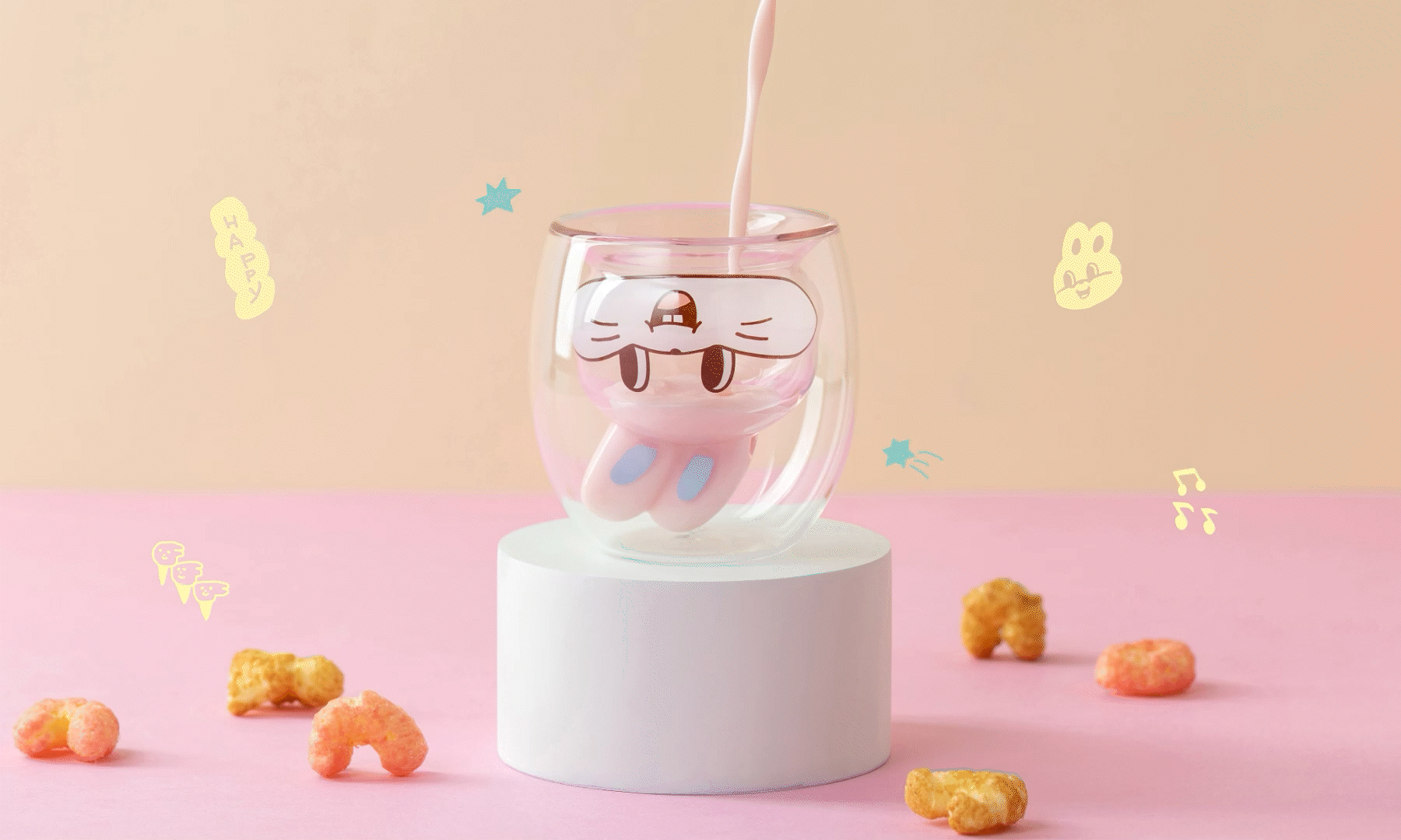 好玻-聯名-noiinoii-玻璃造型雙層杯-兔子