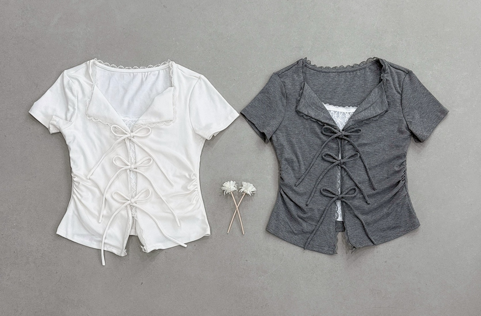 前綁假兩件接蕾絲棉質衣