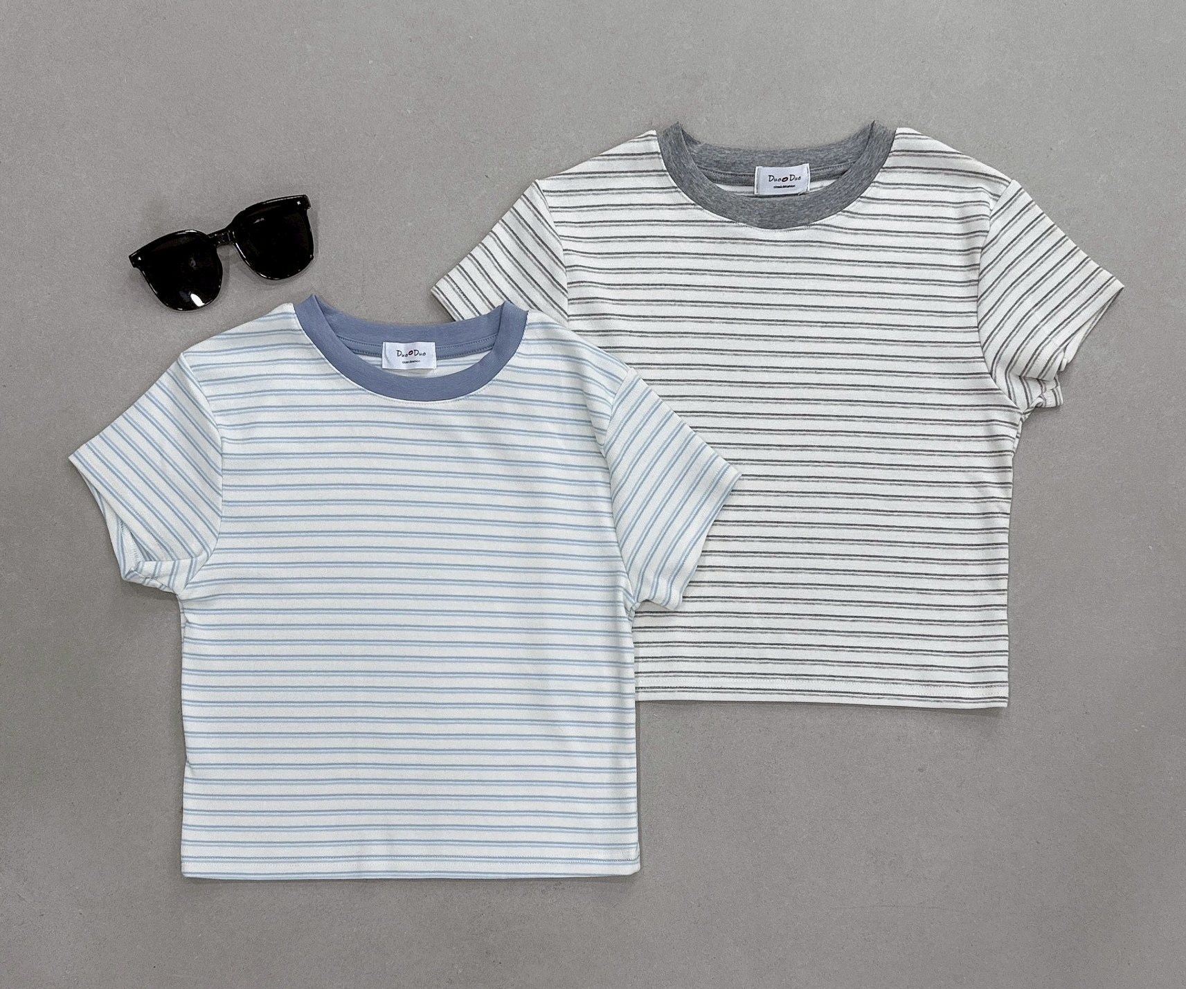 配色條紋合身棉質上衣