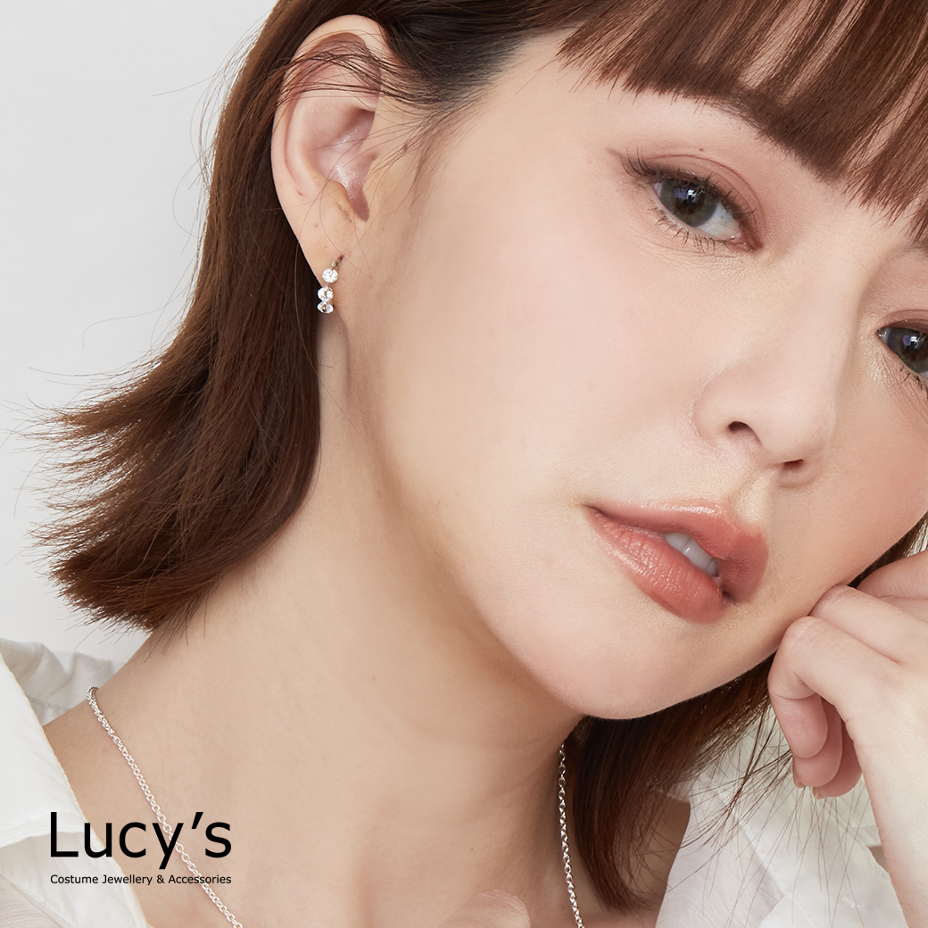 三點晶鑽 易扣耳環 (二色) (122123/122124)