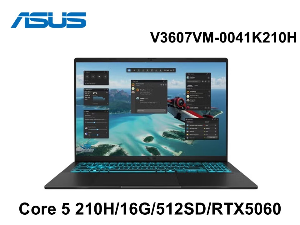 ASUS 華碩 V3607VM-0041K210H 靜謐黑 16吋筆電/Core5-210H/16G/512GSD/RTX5060