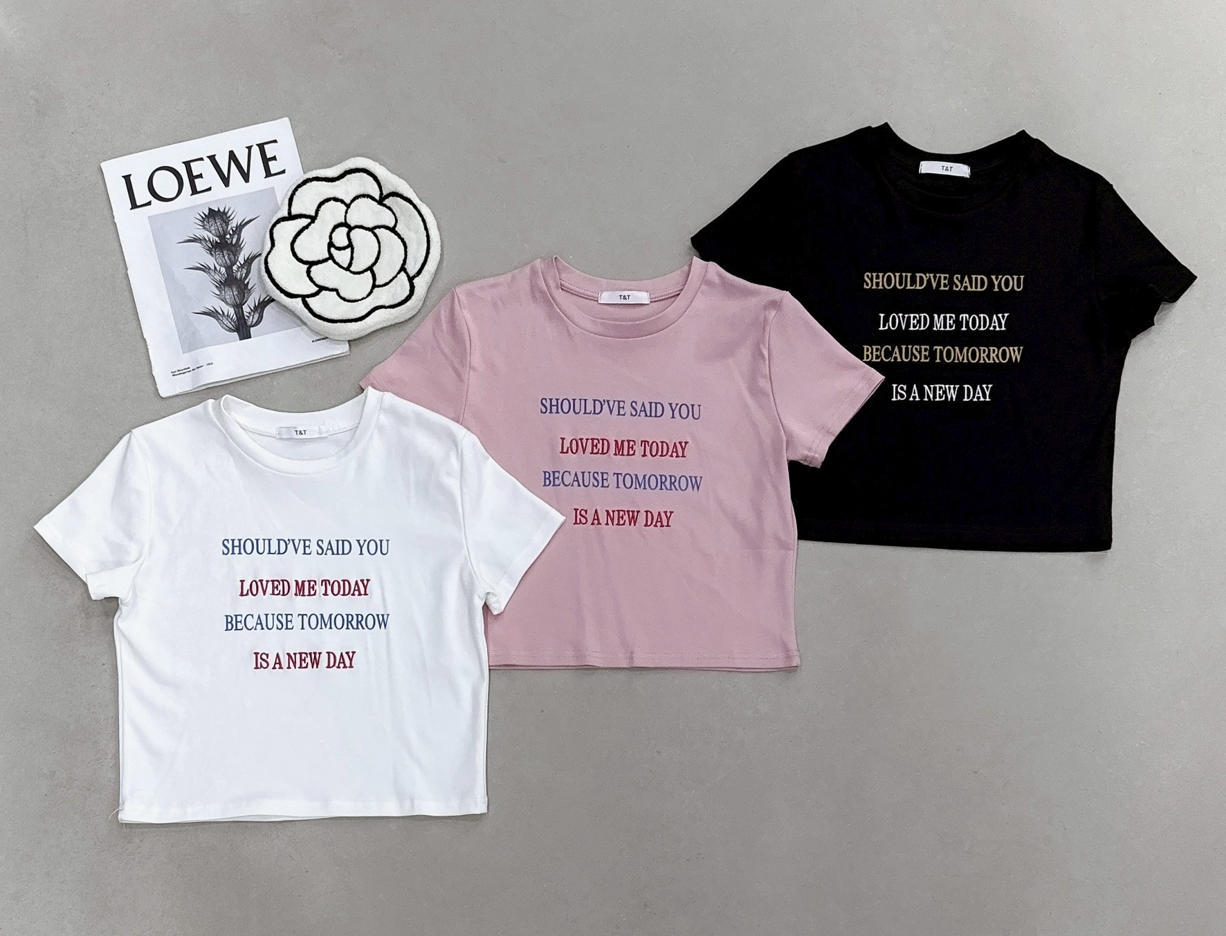 絨布刺繡字母配色短版衣