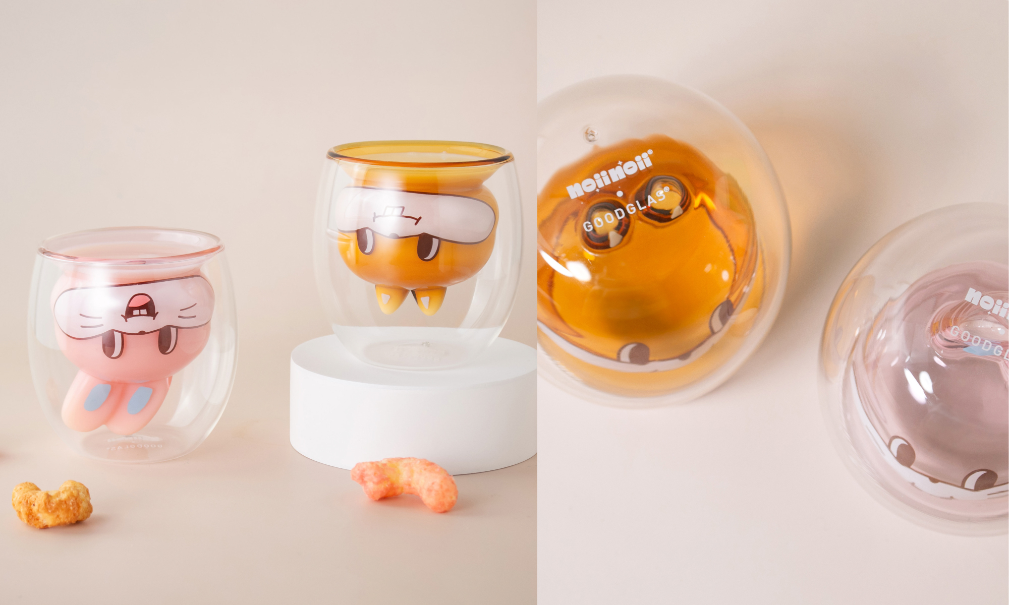 好玻-聯名-noiinoii-玻璃造型雙層杯-松鼠兔子