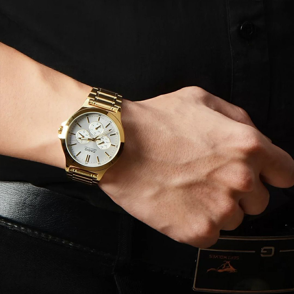 【CASIO 卡西歐  】CASIO 卡西歐 MTP-V300G 三針三眼 不鏽鋼 多功能 石英 腕錶 手錶