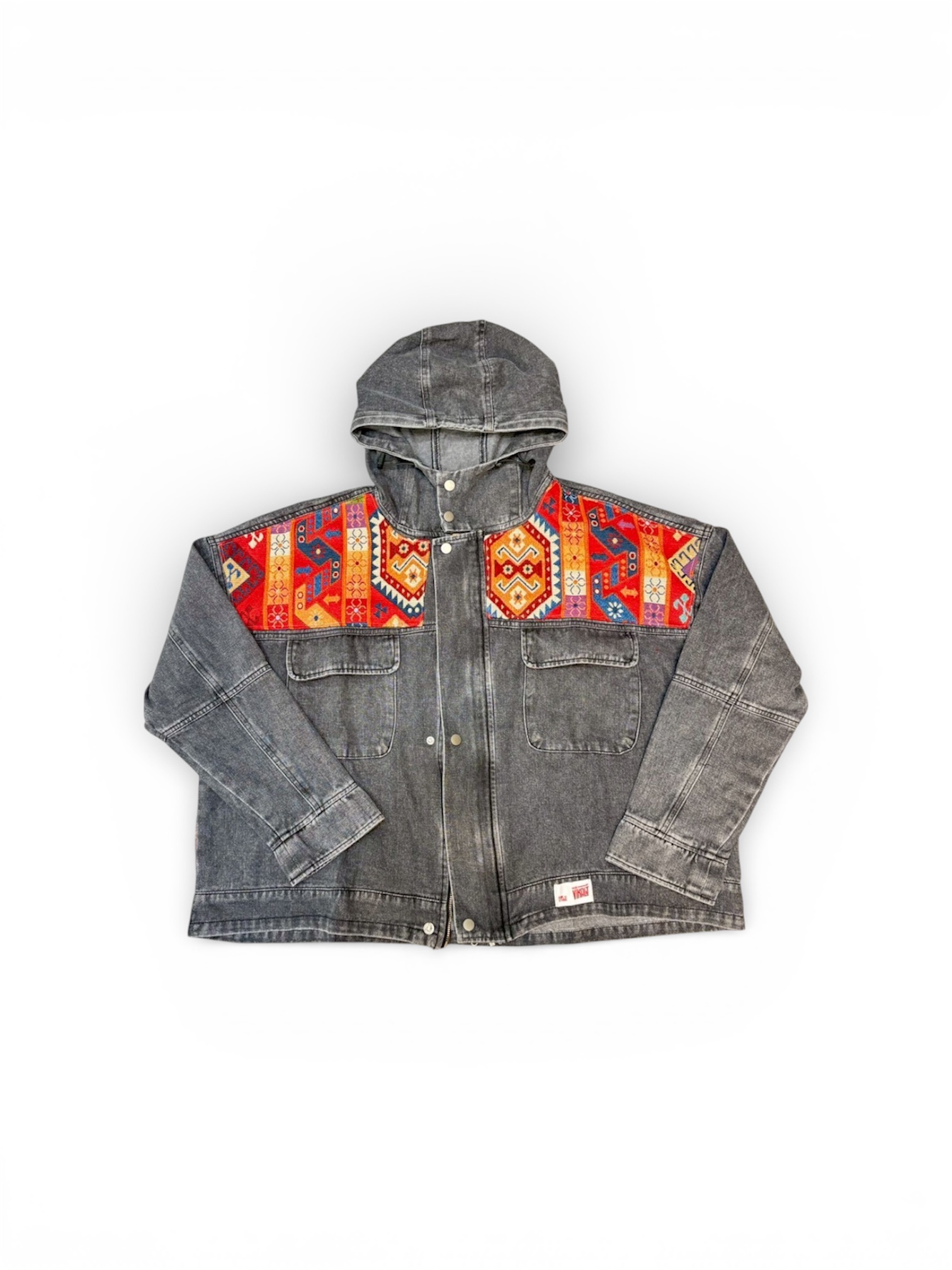 Annstudio | 立領連帽拼接外套