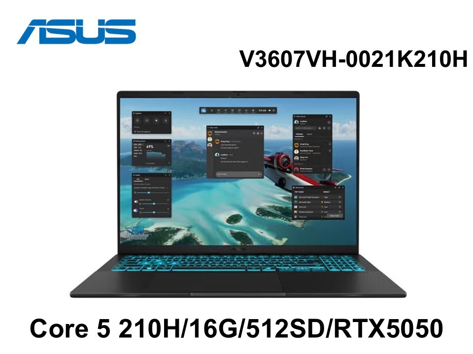 ASUS 華碩 V3607VH-0021K210H 靜謐黑 16吋筆電/Core5-210H/16G/512GSD/RTX5050