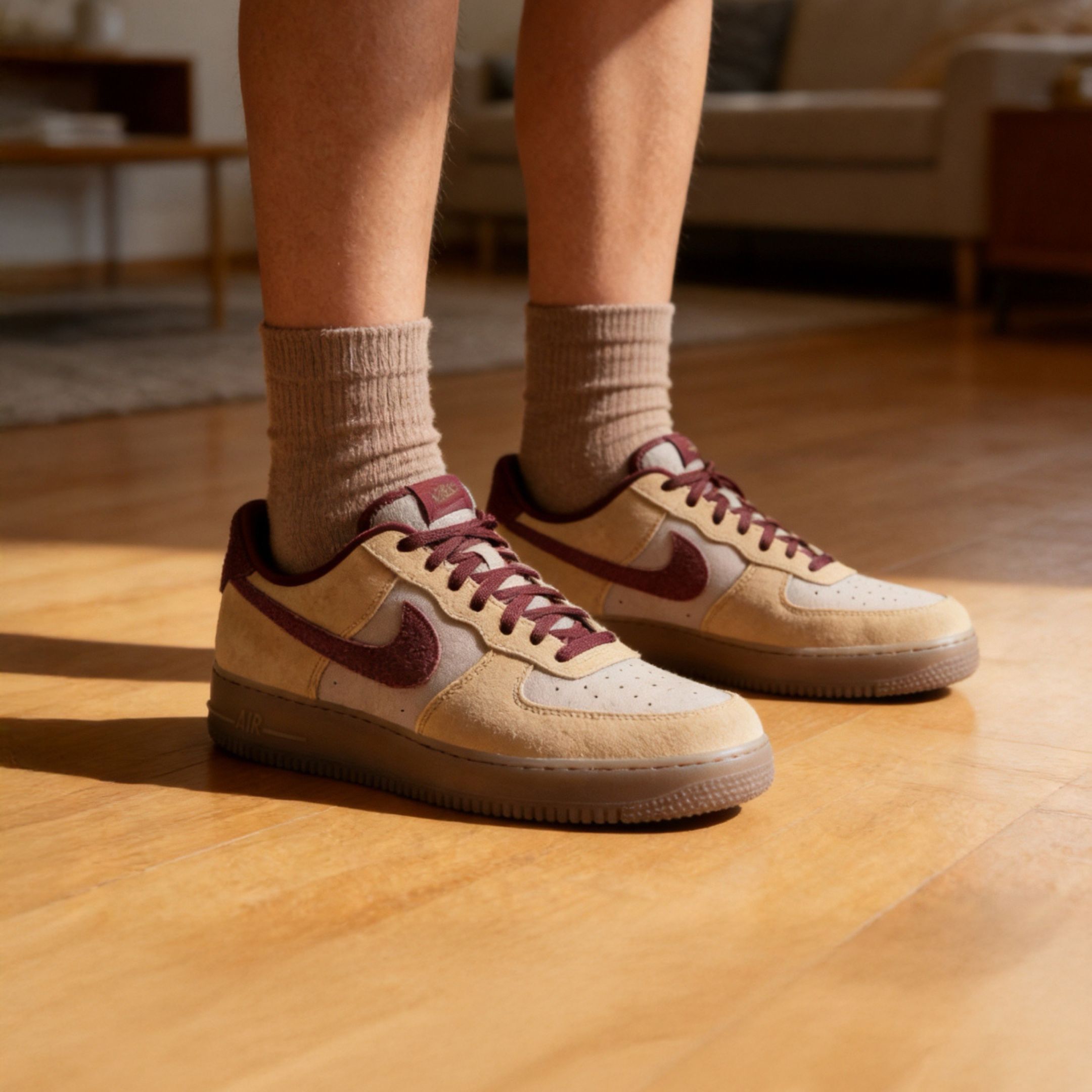 NICEDAY 現貨 Nike Air Force 1 酒紅 棕色 卡其 奶茶色 紅豆 IQ3408-286