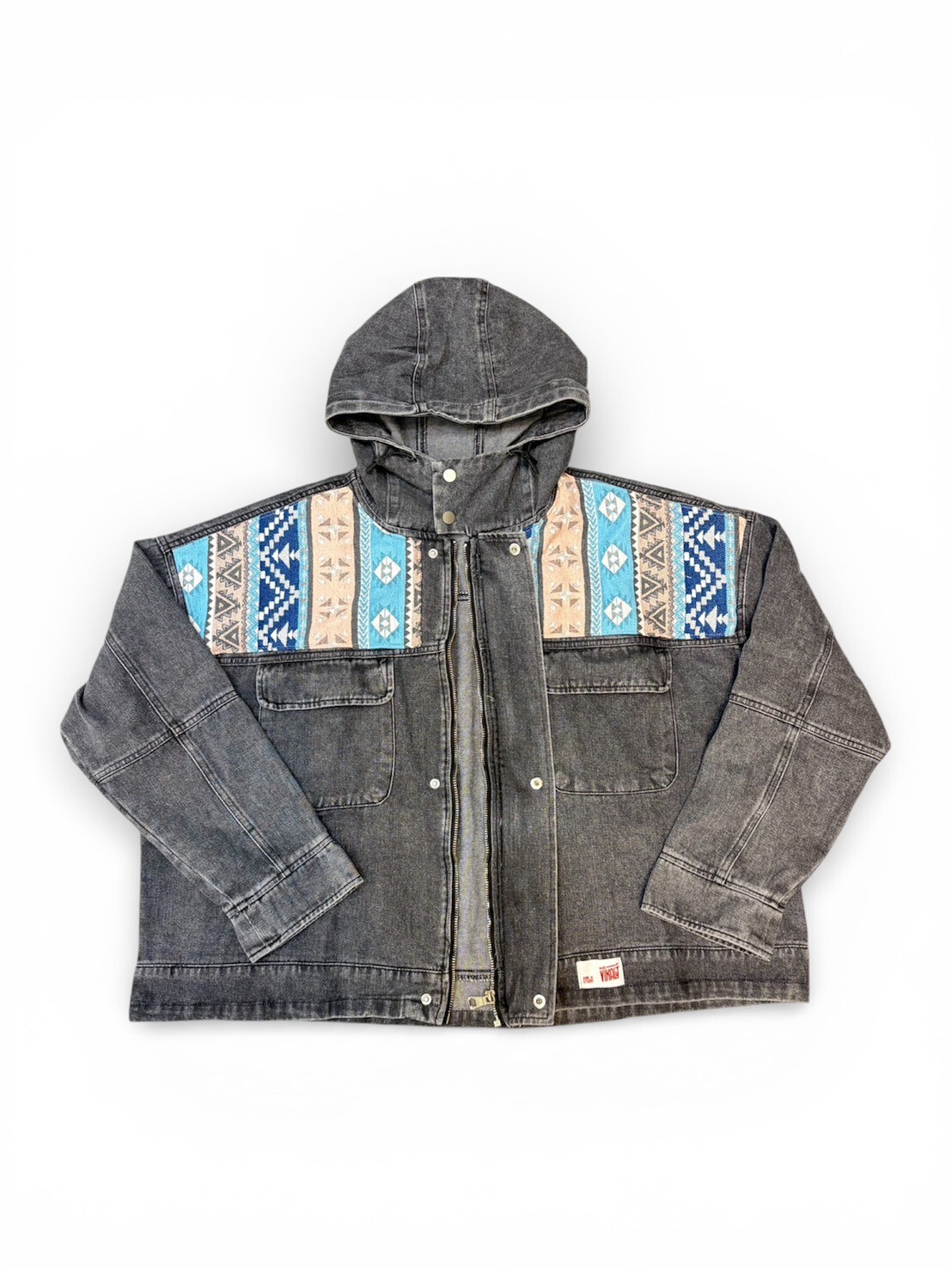 Annstudio | 立領連帽拼接外套