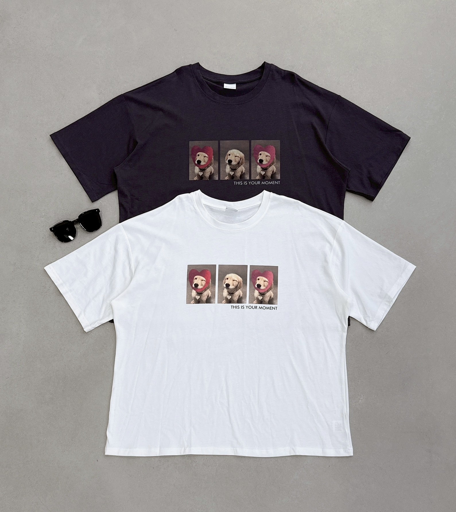 三格愛心狗狗圖案棉質衣